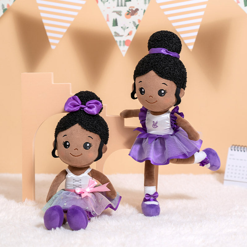 Soft Baby Doll Plush Toy, African American Doll Ballerina Doll for Girls