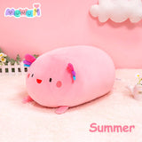 Mewaii Fluffffy Family Pink Axolotl Stuffed Animal Kawaii Plush Pillow Squish Toy