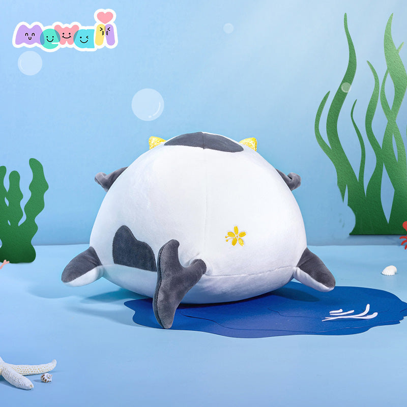 Mewaii Ocean Series Black Whale Cow Stuffed Animal Kawaii Plush Pillow Squish Toy