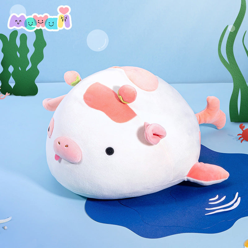 Mewaii Ocean Series Pink Whale Cow Stuffed Animal Kawaii Plush Pillow Squish Toy